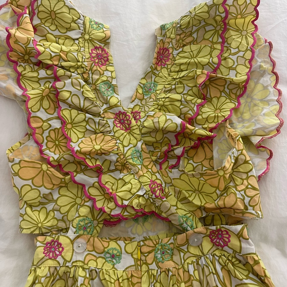 CeliaB Yellow Floral Ruffled Midi Dress - Picture 3 of 4